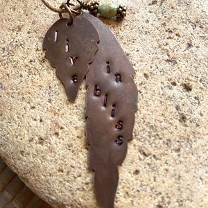 Unisex Stamped Brass Tag & Turquoise Necklace